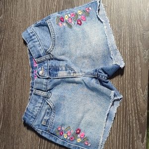 Children's Place Denim Short Girl's Size 6X/7  Embroidered Flowers